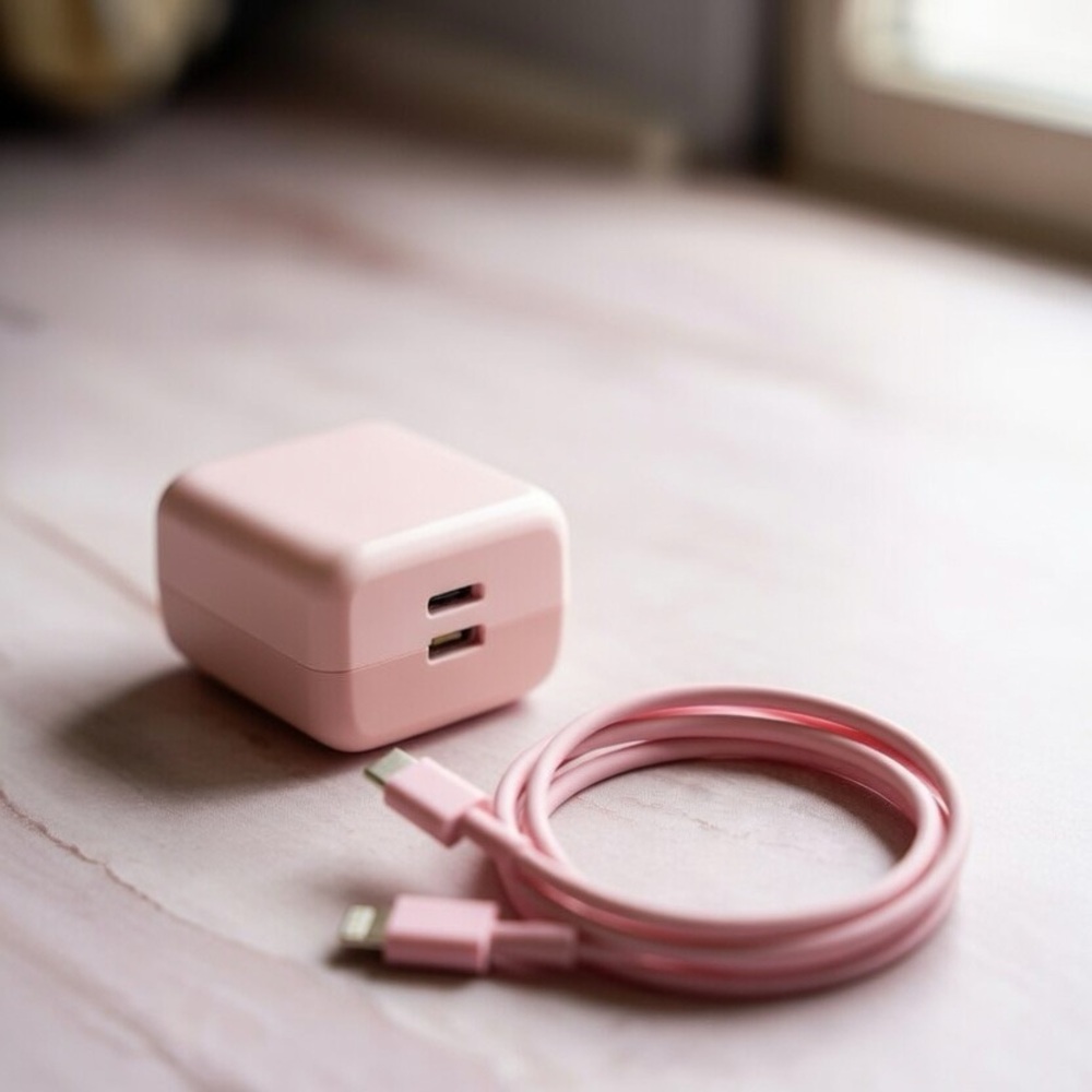 Pink USB Charger with Cable